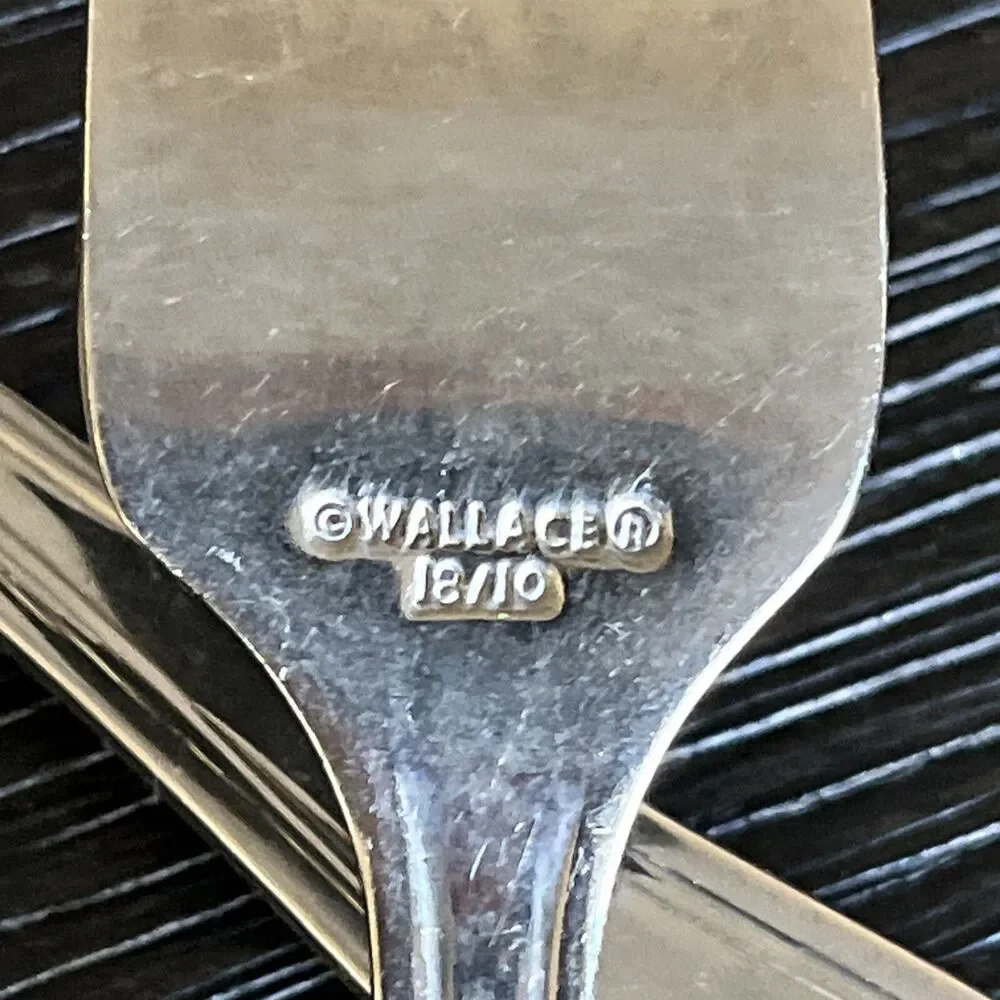 Set of 11 Pieces of Wallace Silver Continental Bead 18/10 Spoons Forks